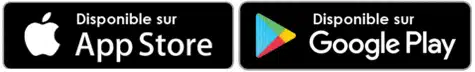 Logos Play Store et Apple Store pour télécharger l’application