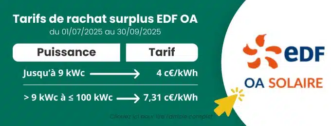Tarif Rachat EDF OA - Juillet 2025 par Libow